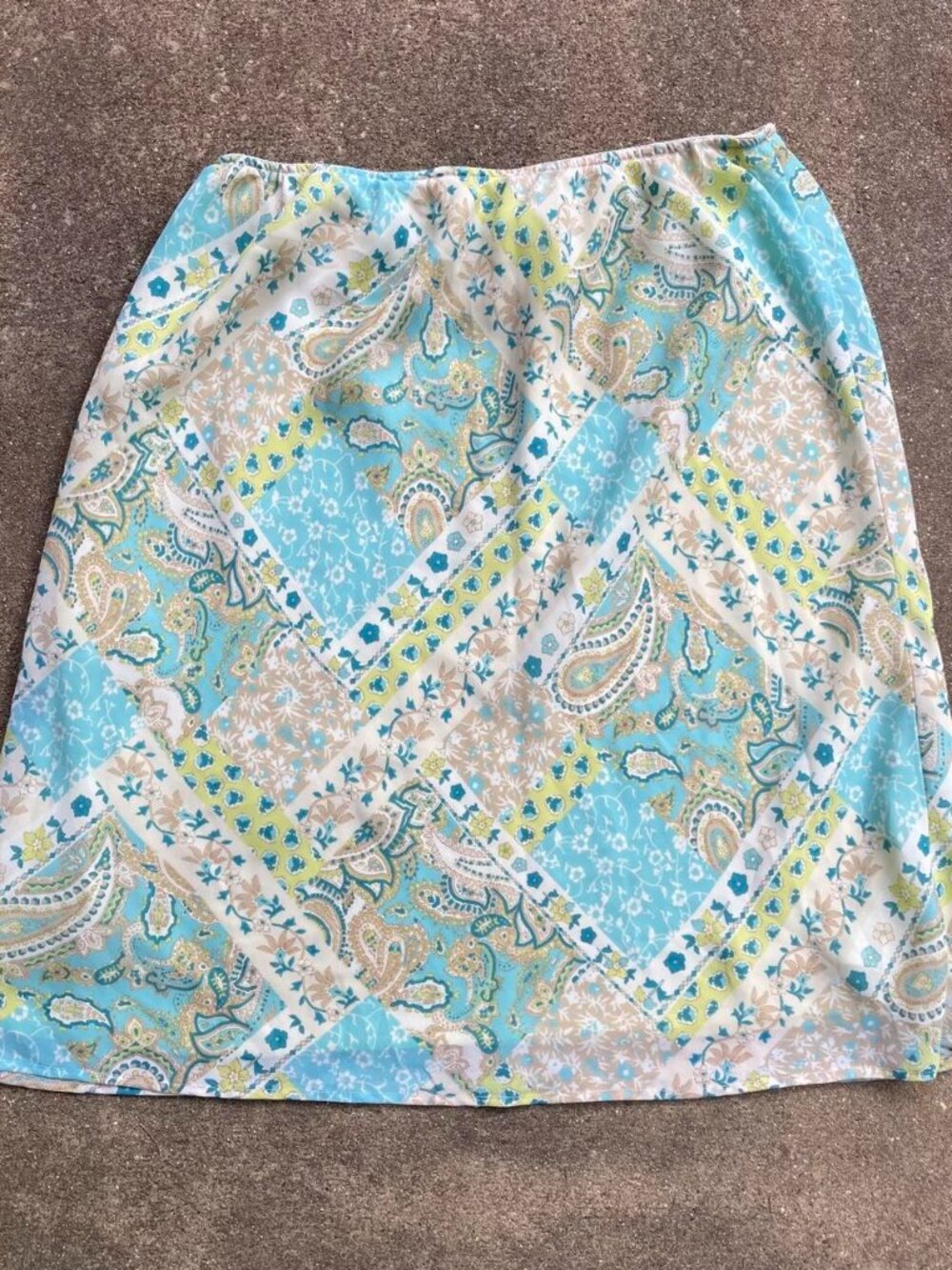 VTG Y2K 2000's NYCC Green Blue Fairycore Paisley Floral Women's Skirt XL